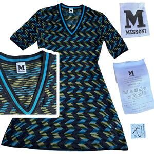 Missoni Zig-Zag V-Neck Sheer Dress Sz 46